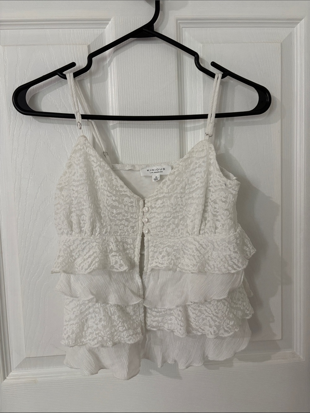 KIRIOUS White Lace Tiered Ruffle Babydoll